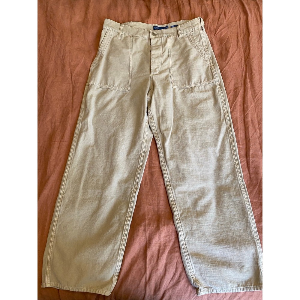 Polo Ralph Lauren Ricky Pant Wide Leg High-wasted Button Fly 14 Khaki Women s47